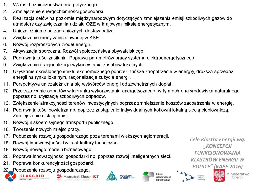 Ogólnopolskie Porozumienie Klastrów Energii KlasGRID ppt pobierz